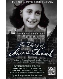 b/w photo of Anne Frank with dates and times